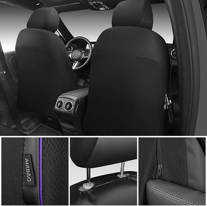 CAR PASS 3D Foam Mesh Leather Car Seat Covers Front Seats,Breathable Mesh Front Seat Covers for Women,Universal Fit for Cars SUV Truck Sedan Van Automotive,Armrest Airbag Compatible,Black and Purple
