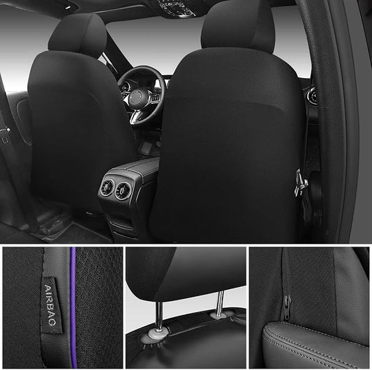 CAR PASS 3D Foam Mesh Leather Car Seat Covers Front Seats,Breathable Mesh Front Seat Covers for Women,Universal Fit for Cars SUV Truck Sedan Van Automotive,Armrest Airbag Compatible,Black and Purple