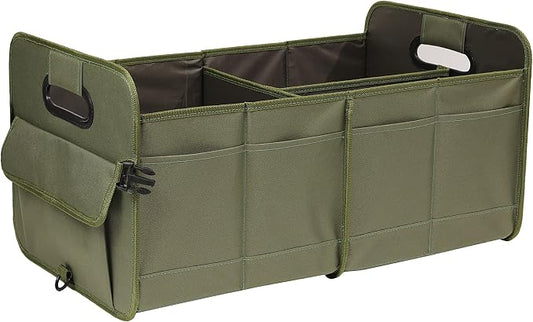 AOKJOY Car Trunk Organizer, Green, Foldable, Non-slip, Adjustable, Multiple Compartments, 600D Oxford Cloth Material