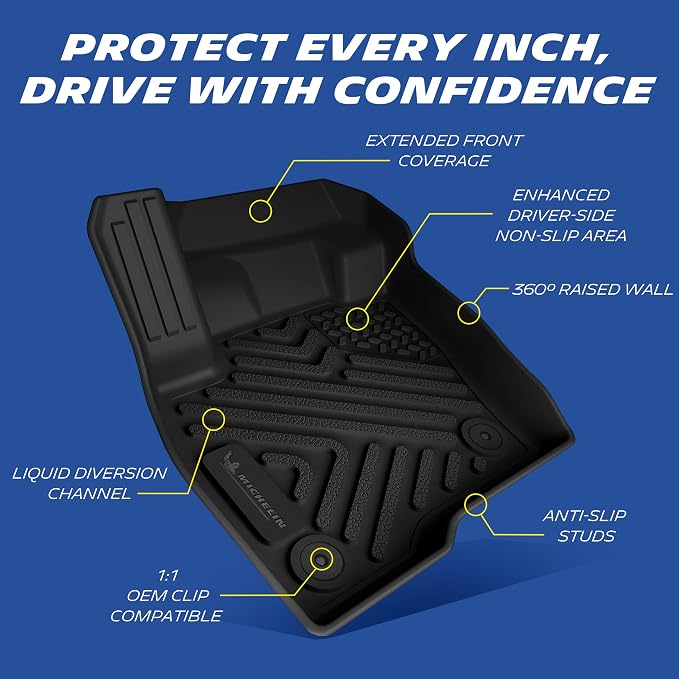 Michelin Vehicle Mats, All-Weather TPE Custom Fit Liner for 2015-2024 Ford Edge, Premier