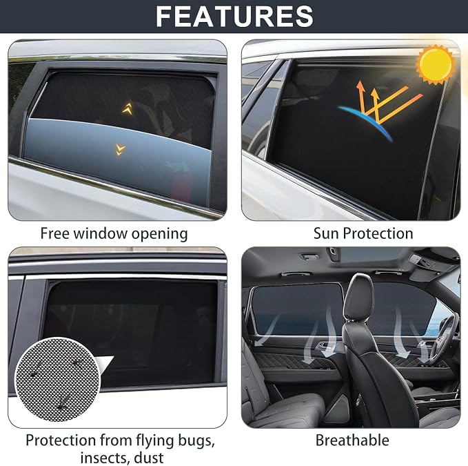 XCBYT 4 Pack 2023-2024 Honda CRV Window Shades with Breathable Mesh Window Covers 99% Sun UV Blackout Keeps Cool Car Privacy Curtains for Breastfeeding, Napping, Dressing, Camping