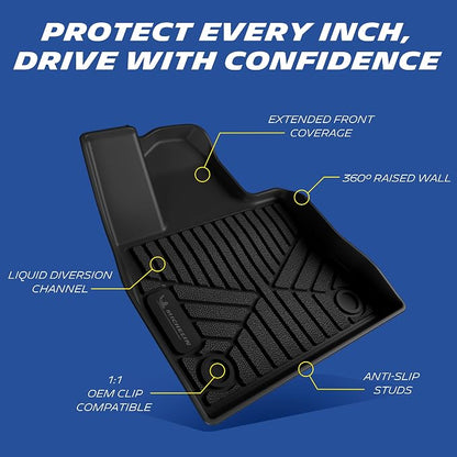Michelin Vehicle Mats, All-Weather TPE Custom Fit Liner for 2020-2021 Ford Explorer 6-Seat XLT/Limited/ST/Platinum/Limited Hybrid, 2nd Row Captain Seats, Premier