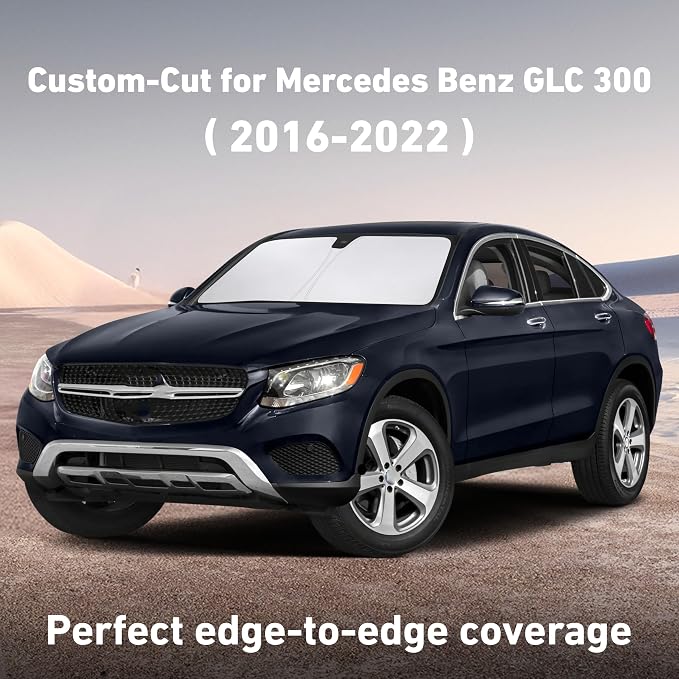 EcoNour Windshield Sunshade Compatible for Mercedes Benz GLC300 2016-2020 2021 2022, Sun Visor for Front Windshield & Window Sun Shade Cover, UV Heat Blocker & Protector, Car Accessories