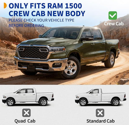 6.5 Inches Running Boards Compatible with 2019-2026 Ram 1500 | New Body Style Crew Cab with 4 Full-Size Doors (Excl. 1500 Classic), Side Step Nerf Bars Side Bars