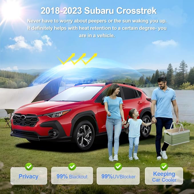8pcs Car Window Shades for Subaru Crosstrek 2018-2023 Accessories,Windshield Side Rear Full Sunshade,Sun Visor UV Blocking, Privacy Protection and Blackout for Camping Outdoor