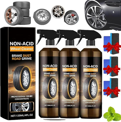 Wheel Cleaner Spray, Wheel and Tire Cleaner, Versatile and Powerful Rust Converter, Turn Filthy Wheels into Instant Shine and Lasting Protection (1, 3Pcs)