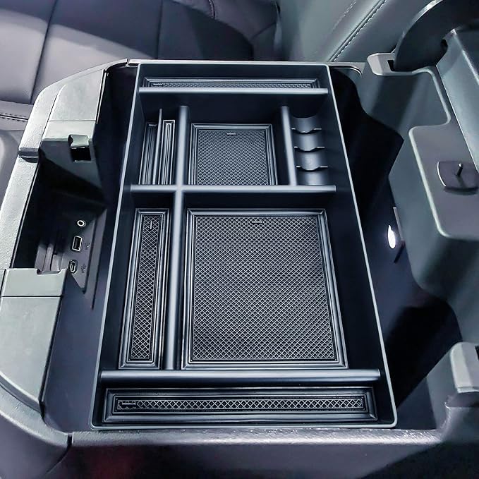 JKCOVER Center Console Organizer Tray Compatible with (2019-2024 2025) Chevy Silverado 1500/GMC Sierra 1500 and 2020-2025 Silverado/Sierra 2500/3500 HD - Full Console w/Bucket Seats ONLY，Black trim
