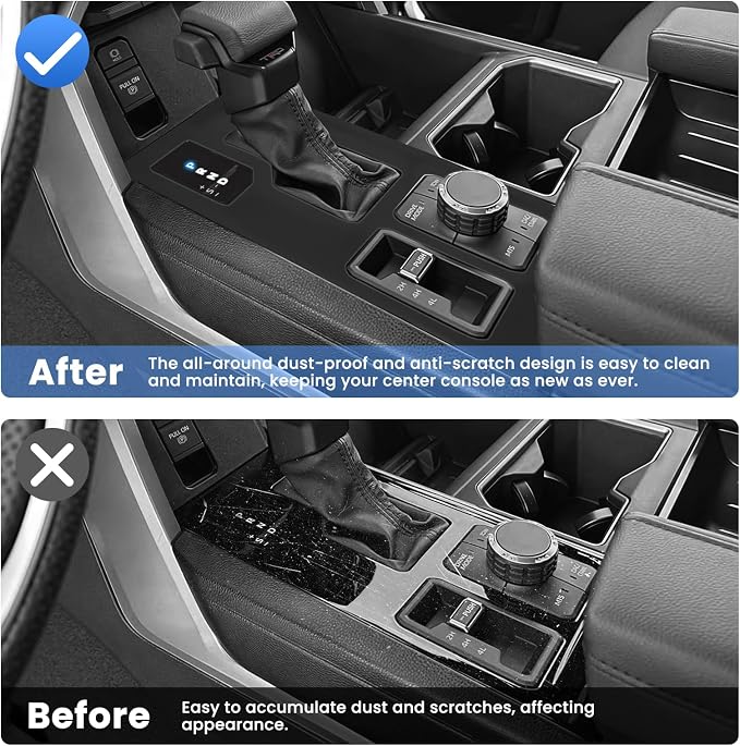 Autorder Central Control Gear Shift Panel Trim Cover for 2022 2023 2024 2025 2026 Toyota Tundra/Sequoia Accessories,Silicone Dashboard Gear Shift Cover Panel for Scratch & Dust Resistant - Black