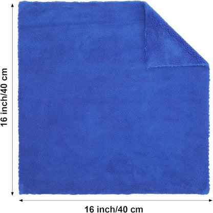 Shimeyao 30 Pcs 16 x 16 Inch Edgeless Microfiber Plush Towels for Cars Detailing Drying Wash Polishing Absorbent Cleaning Cloths, 500 GSM (Blue, Light Blue, Black, Grey, Red)
