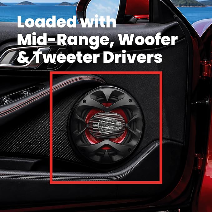 BOSS Audio Systems CH6530 Chaos Series 6.5 Inch Car Door Speakers - 300 Watts (Pair), 3 Way, Full Range, Tweeters, Coaxial, Sold in Pairs