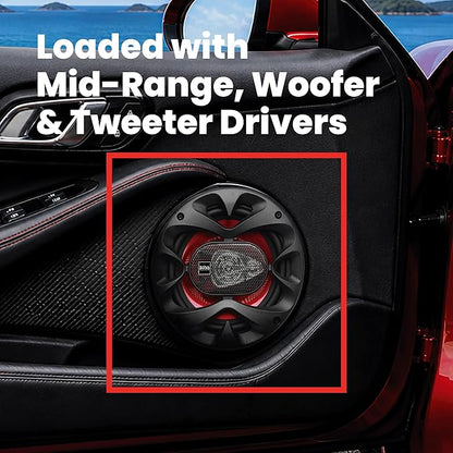 BOSS Audio Systems CH6530 Chaos Series 6.5 Inch Car Door Speakers - 300 Watts (Pair), 3 Way, Full Range, Tweeters, Coaxial, Sold in Pairs