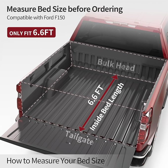 OEDRO Soft Quad Fold Tonneau Cover Truck Bed Covers Compatible with 2015-2026 Ford F-150 F150, Styleside 6.5ft Bed