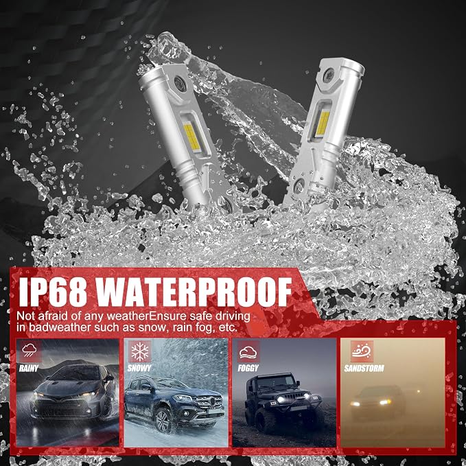 Bulb, 26000LM Super Bright 6500K 800% Brighter Bulbs with Turbo Fan, IP68 Waterproof, Plug-N-Play (H1-new)