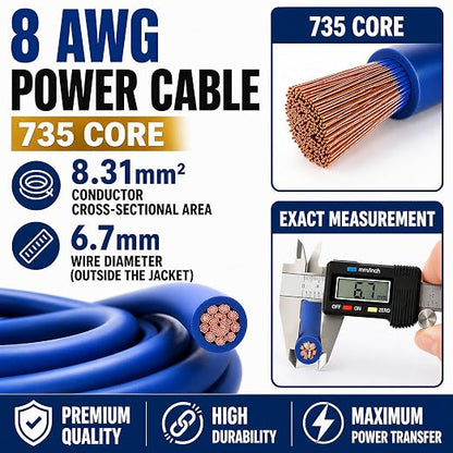 TOPSTRONGGEAR 8 Gauge Amp Kit CCA Car Audio Amplifier Wiring Kit with RCA Cables, 60A Fuse, 20ft Power Cable – 8 AWG Complete Amplifier Subwoofer Installation Kit for Car, Truck, Marine Stereo Systems