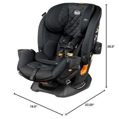 Chicco OneFit Max ClearTex All-in-One Car Seat with LeverLock Installation, Slim Design, Convertible Car Seat, Seat for Infants and Children 5-100 lbs, Energy/Black