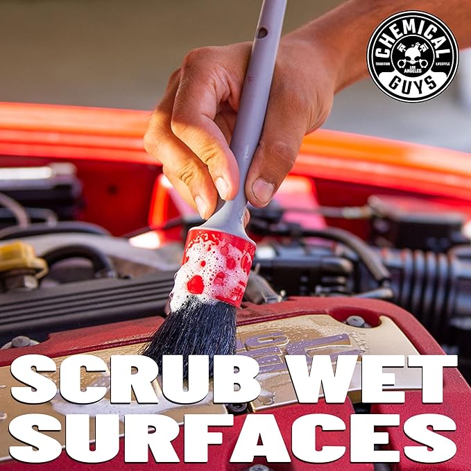 Chemical Guys All in the Details Exterior Detailing Brushes - 3-Piece Soft Scratch-Free Brushes for Wheels, Bumpers, Grilles, Badging & Tight Exterior Gaps on Cars, Trucks, SUVs & More