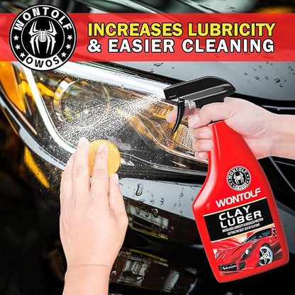 Heavy Duty Car Clay Bars Auto Detailing Clay Luber Synthetic Lubricant Kit, 4 Clay Bars, Clay Bar Lubricant Tablets 10 Pack, Spray Bottle and Microfiber Towel for Car Detailing Cleaning