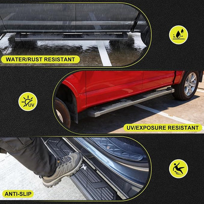 BINARY STAR 6 Inch Running Boards Compatible with 2007-2018 Chevy Silverado/GMC Sierra 1500 Extended/Double Cab, 07-19 Silverado/Sierra 2500HD 3500HD. Black Step Bars Nerf Bar Made with Carbon Steel.
