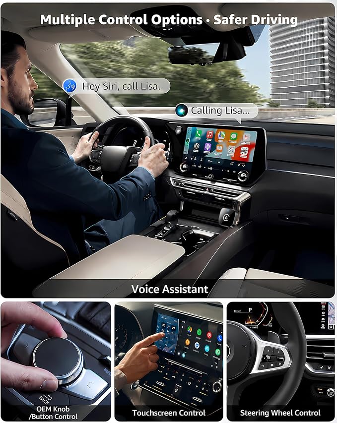 Wireless CarPlay Adapter & Android Auto Adapter, 2 in 1 Mini Dongle, Convert Wired to Wireless, Plug and Play Fast Auto Connect, Stable No-Lag Connection, for iPhone & Android Cars 2016+, Black
