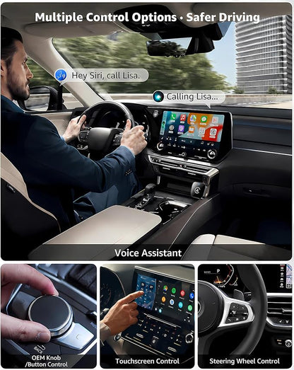 Wireless CarPlay Adapter & Android Auto Adapter, 2 in 1 Mini Dongle, Convert Wired to Wireless, Plug and Play Fast Auto Connect, Stable No-Lag Connection, for iPhone & Android Cars 2016+, Black