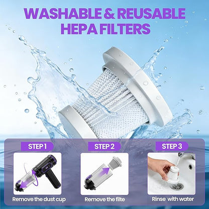 Mini Cordless Car Vacuum Cleaner,15000PA Handheld Vacuum Cleaner,2-in-1 Air Duster and Vacuum Cleaner,Hand Held Vacuum with LCD Display,Multi-Nozzles,Portable Vacuum for Car,Home,Pet Hair,Office