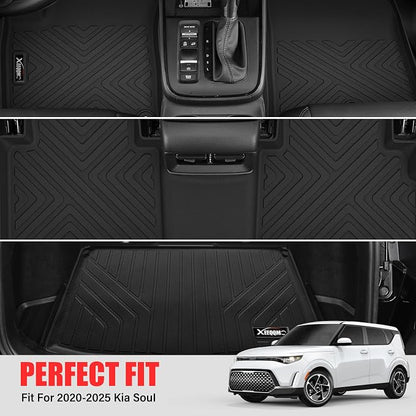 Floor Mats & Trunk Mat for 2020-2024 2025 Kia Soul All Weather TPE Protection Floor Liners Full Set with Cargo Liner for 2020 2021 2022 2023 2024 Kia Soul Accessories (Lower Floor of The Trunk)
