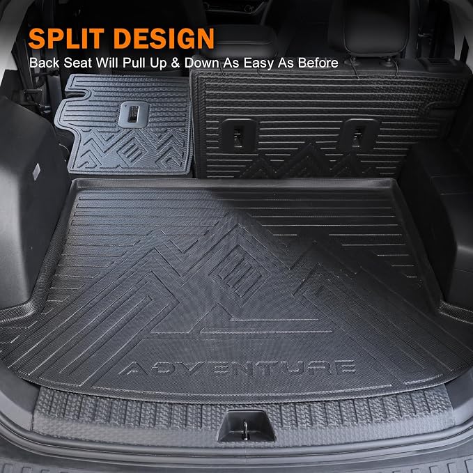 KUST Floor Mats for 2025-2026 Chevy Equinox/GMC Terrain Accessories (Gas Only), All Weather Car Mats with Backrest Mat & Cargo Trunk Liner & Door Sill Protector, TPE Rubber, Raised Edge, Full Set