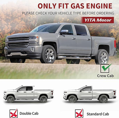 YITAMOTOR 6 inches Running Boards Compatible with 2007-2018 Silverado/GMC Sierra 1500 & 2500HD 3500HD Crew Cab, 2019 Silverado/Sierra 2500HD 3500HD Side Step Nerf Bar (Gas Engine ONLY)