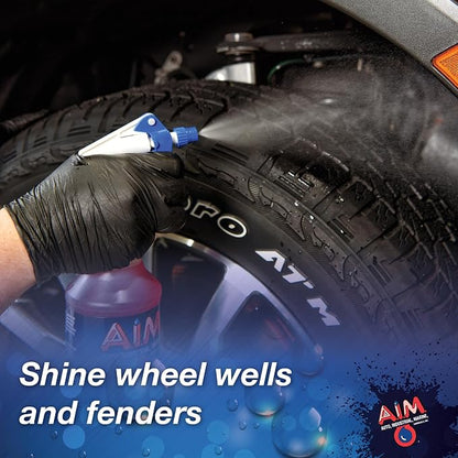 AIM Chemicals Super Gloss - Durable long lasting Tire Shine, Rubber & Vinyl Protector, Long-Lasting UV Protection, Versatile Application for Tires, Plastic Trims, Bumpers, 1 Quart