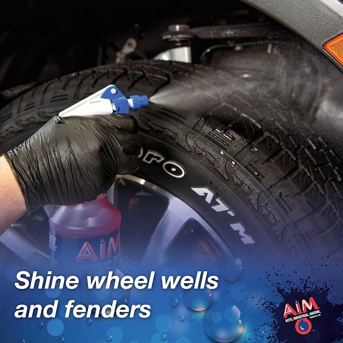 AIM Chemicals Super Gloss - Durable long lasting Tire Shine, Rubber & Vinyl Protector, Long-Lasting UV Protection, Versatile Application for Tires, Plastic Trims, Bumpers - Gal