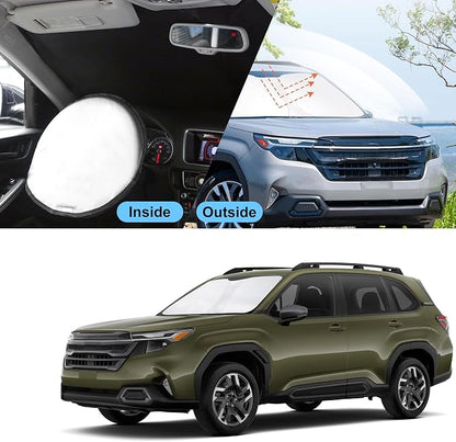TINGLU Sun Shade for Subaru Forester 2025 2026 Accessories Windshield Sun Shade Window Shade UV Rays Protection Sun Visor Cover with Steering Wheel Sunshade Storage Bag