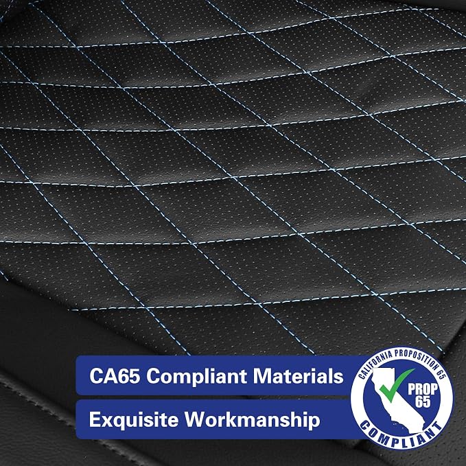EKR Rav4 Seat Covers Custom Fit for Toyota Rav4 (Hybrid) SE/XSE & (PHEV) GR SPORT 2026, Car Seat Cover Full Set for Suv,Factory-Style Upgrade, Easy-Wipe Protection,Faux Leather(Black with Blue Piping)