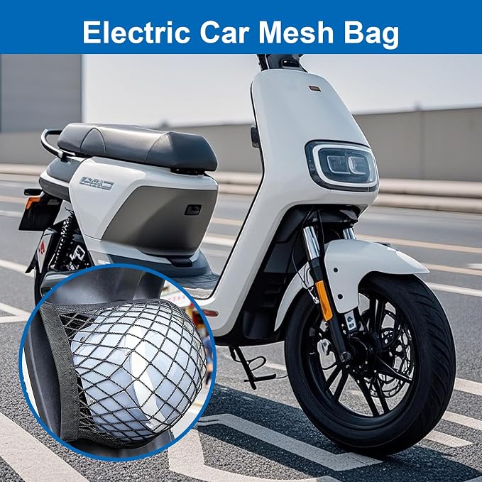 1 Pack Cargo Net for Motorcycle, Small Bungee Storage Net 12" x 11", Cargo Nets Helmet Luggage Nets, Elastic Bungee Mesh with 4 Hooks, Secure Gears & Helmet On Bike, ATV, Scooter, Black