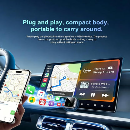 CarPlay Adapter for Apple CarPlay & Android Auto & AirPlay, 2026 Upgrade Plug & Play USB Adapter with Type-C Extension Car Play Adapter for Cars with Factory Wired Apple CarPlay, Dual-Band