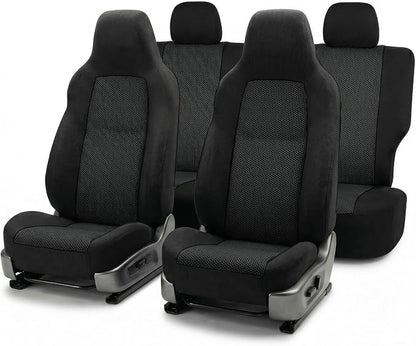 FH Group Car Seat Covers Classic Cloth Seat Covers Full Set with Gift – Universal Fit for Cars Trucks & SUVs (Black) FB102114