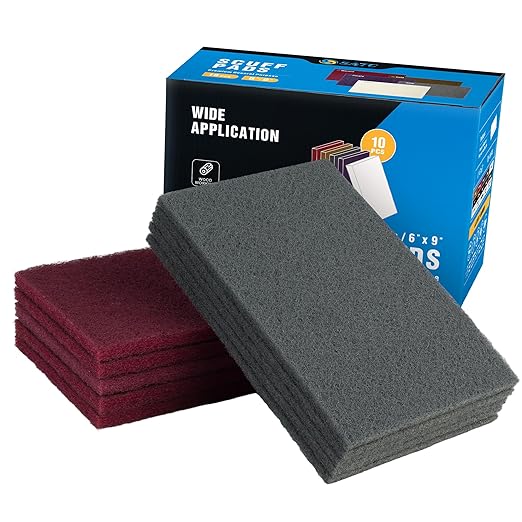 S SATC 6" x 9" 10 Pack General Purpose Scuff Pads,5 Each of Maroon and Gray Automotive Paint Primer Prep Adhesion Scratch Scuff Pads for Woodworking,Automotive Restoration