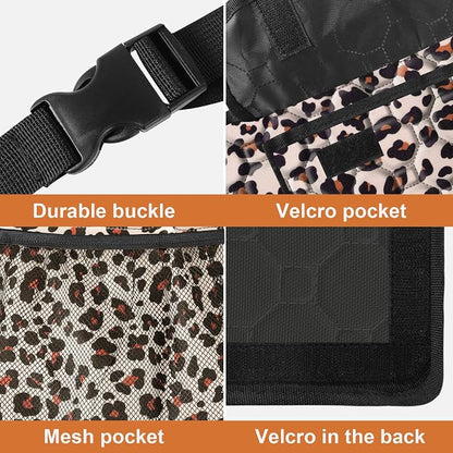 Car Trunk Organizer, Super Capacity Backseat Car Organizer for SUV/Truck/MPV, Hanging Car Storage Organizer with 8 Pocekts, Car Accessories for Women and Men- Leopard print