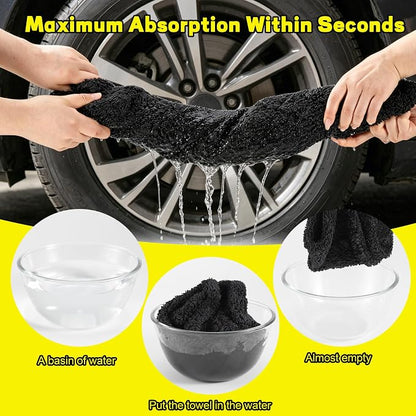 Aodaer 2 Pack Car Drying Towel, 1200GSM Microfiber Towels for Cars | 24 x 48 Inch & 12 x 12 Inch Super Absorbent Detailing Towels Dual Sided Streak-Free Twisted Loop for Auto SUV Truck Boat Home