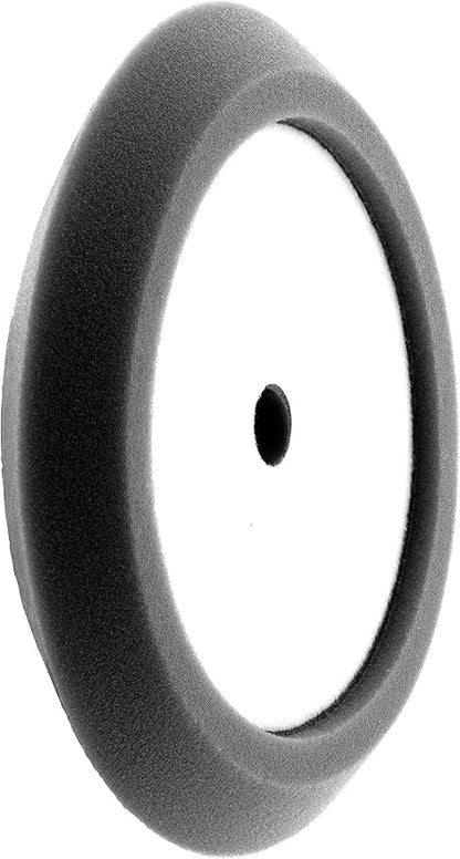 HI-Buff 8" Foam Buffing Pad – Black Final Finish – Slant Edge Design, Hook & Loop Backing – Fits 7" Backing Plate – Ultra Soft Finishing Pad for High Gloss Shine – Open Cell Foam