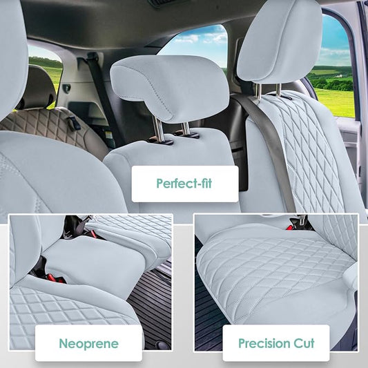 FH Group Custom Fit Car Seat Covers Specifically Made for Toyota Sienna 2011-2020, Car Seat Cover 2nd Row Set, 8 Seater Automotive Seat Covers in Solid Gray Neoprene, Waterproof and Washable
