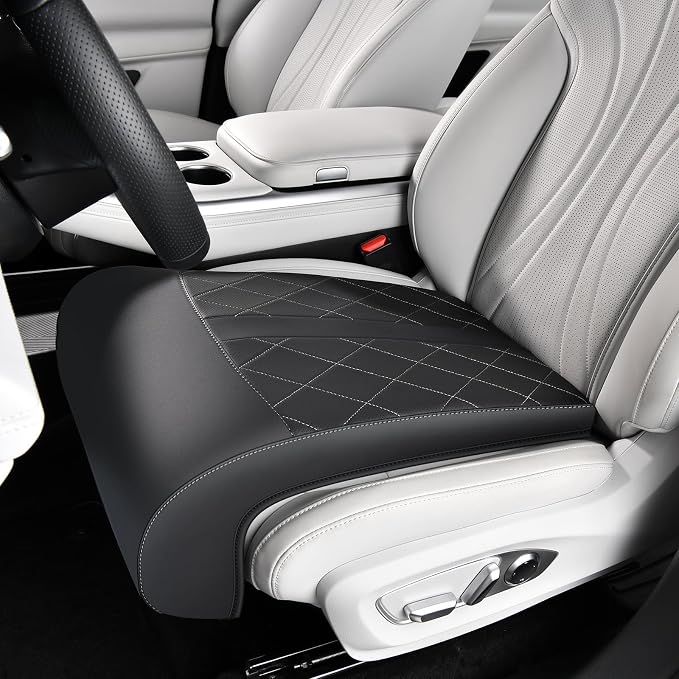 Coverado Car Seat Extender Leg Support, Leather Leg Extender Cushuin for Car Seats, Waterproof Car Seat Cushions Universal Fit for Most Vehicles (Black)