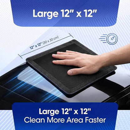 NADUSEP 2 Pack Clay Towel for Auto Detailing 12" x 12" – Reusable Synthetic Clay Bar Towel for Car Paint Decontamination, Removes Tar Sap Brake Dust, Detailing Tool for Cars Trucks SUVs