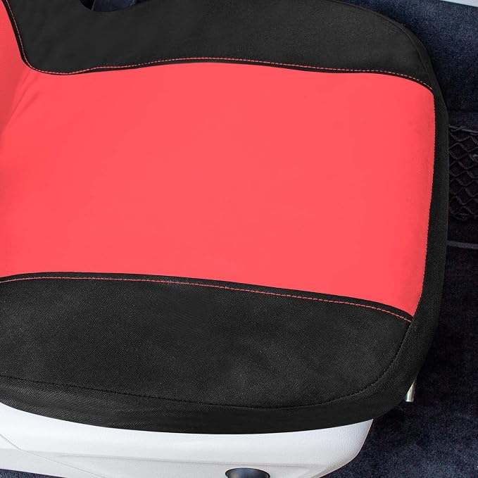 Universal Fit Chevron Flat Cloth Car Seat Covers Full Set - Red