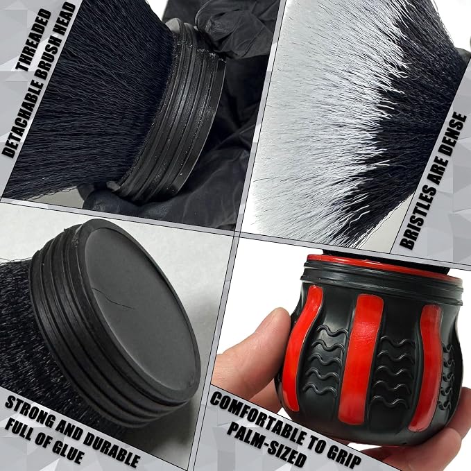 Ultra Soft Detailing Brush, Handle XL Brush - Ultra Soft Bristles, Multi-Color Handles, Removable Brush Heads, with Storage Rack, Covers Large Area Inside or Outside Vehicles(Red)