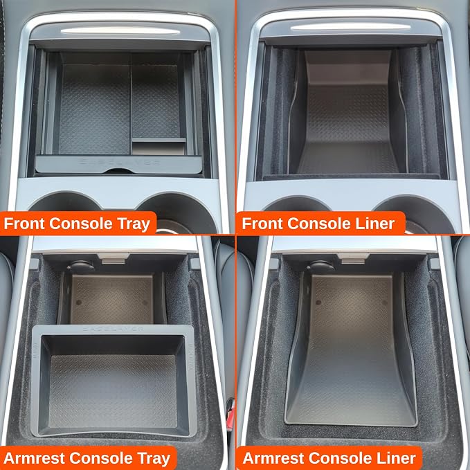 Vehicle OCD – Center Console Organizer Tray and Liner Set for Tesla Model 3 (2021-2023) / Tesla Model Y (2020-2024) – Made in USA - SLX519