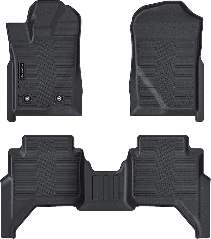 Auxko All Weather Floor Mats Fit for Ford Ranger 2026 2025 2024 TPE Rubber Liners Set Ranger Accessories All Season Guard Odorless Anti-Slip Floor Mats