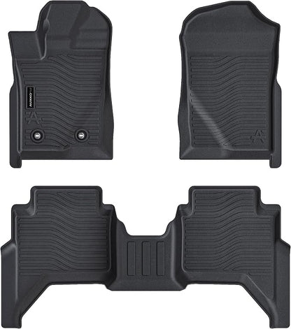 Auxko All Weather Floor Mats Fit for Ford Ranger 2026 2025 2024 TPE Rubber Liners Set Ranger Accessories All Season Guard Odorless Anti-Slip Floor Mats