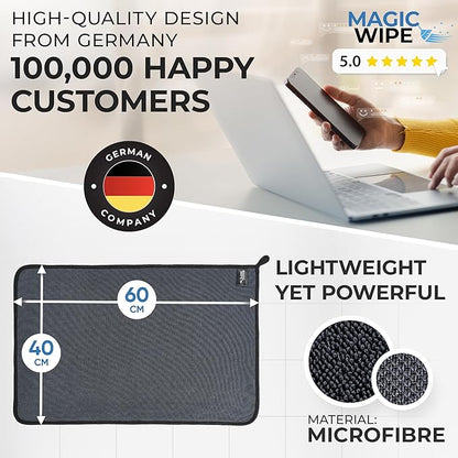 MagicWipe® Bathroom Drying Cloth XXL - Multicolor 3 Pack 40 x 60 cm Microfibre Cleaning Cloth - Streak & Lint Free Cloth, Premium Quality Drying Towel for Bathrooms, Kitchen, Mirrors, Car