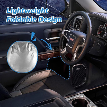 SEPORUD Windshield Sun Shade New American Eagle Flag USA Patriotic Design - Folding Car Front Window Sunshade for Cars SUV Trucks, Max UV Blocking and Keep The Vehicle Cool(64"x33.5")