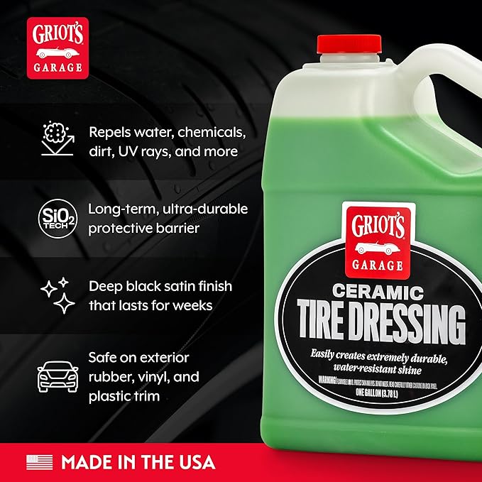 Griot's Garage Ceramic Tire Dressing Coating for Car Detailing, Safe for Rubber, Vinyl, and Plastic Trim on Cars, Trucks, SUVs, Motorcycles, and RVs, 10856, One Gallon